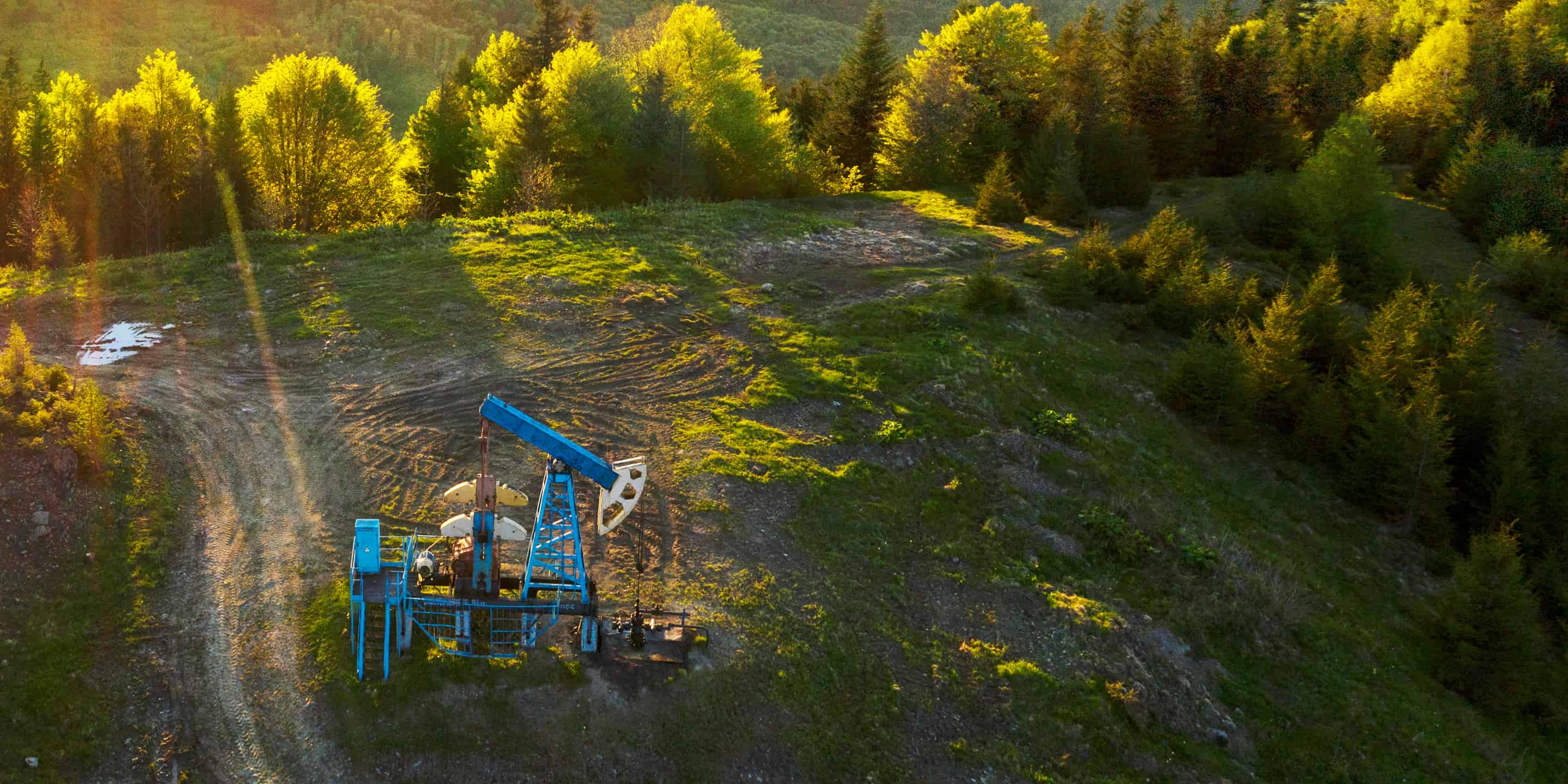 Oil drilling pump on land