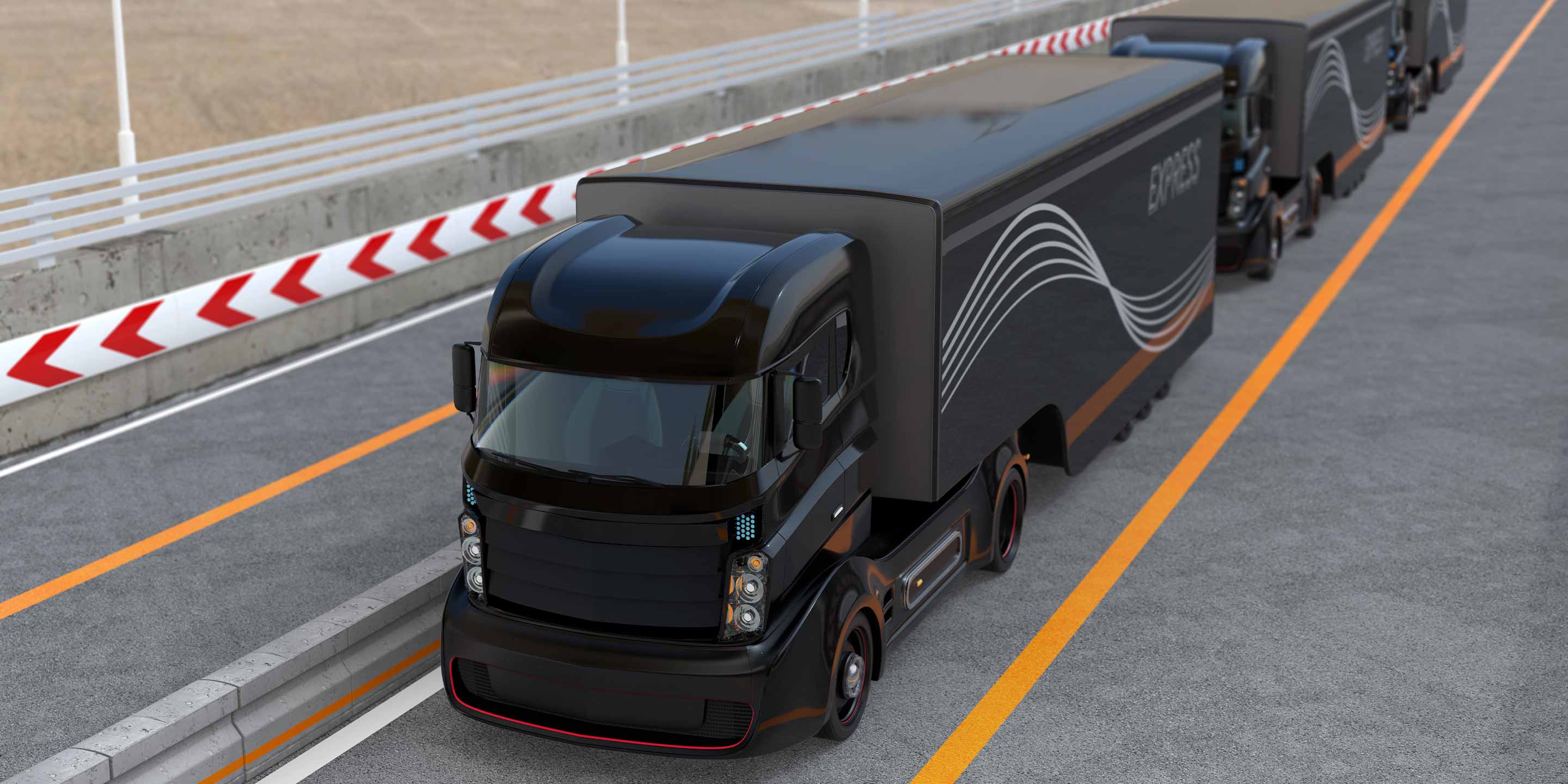 self driven trucks on road